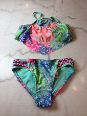 wonder nation Mint Multicolor Girls Bikini Set